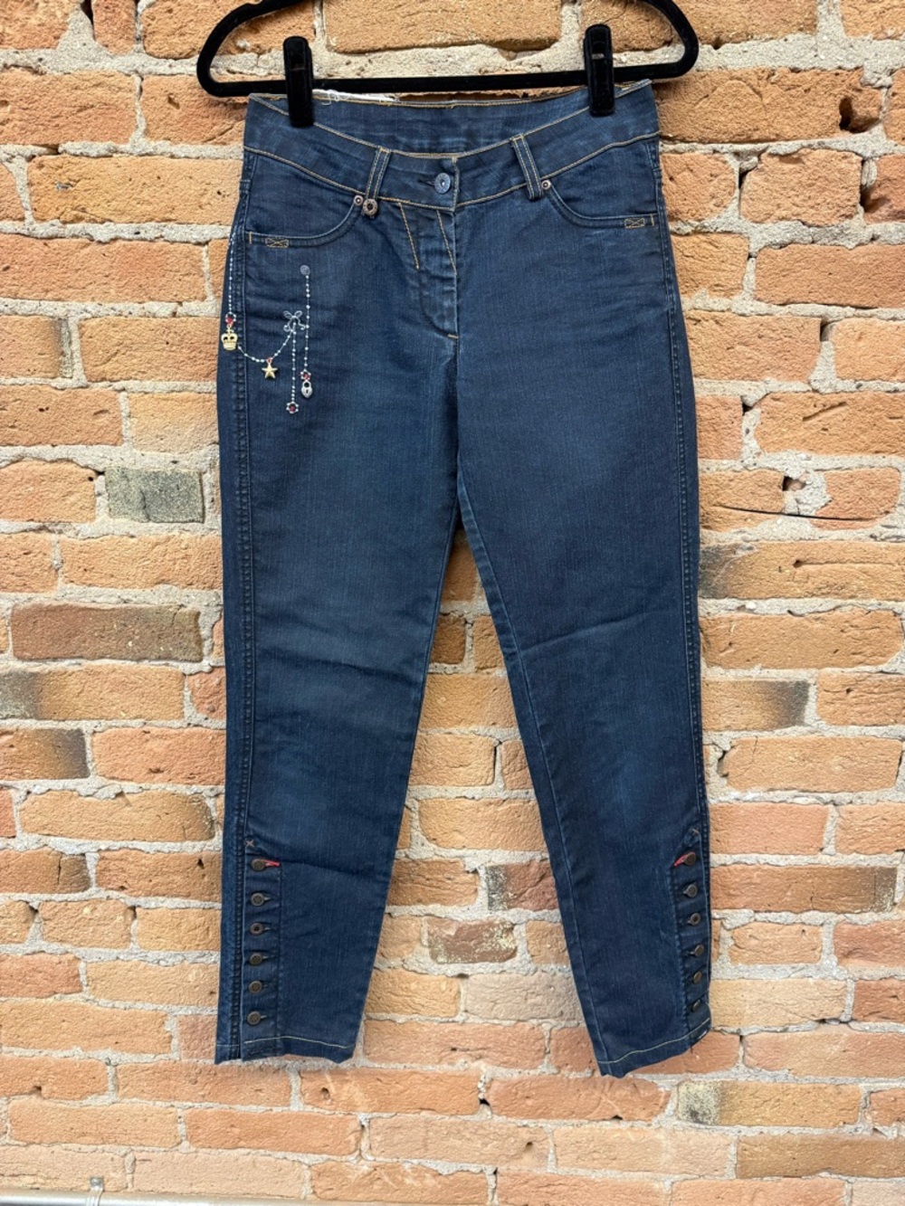 Oilily Dark Blue Skinny Jeans with Star & Charm Embroidery